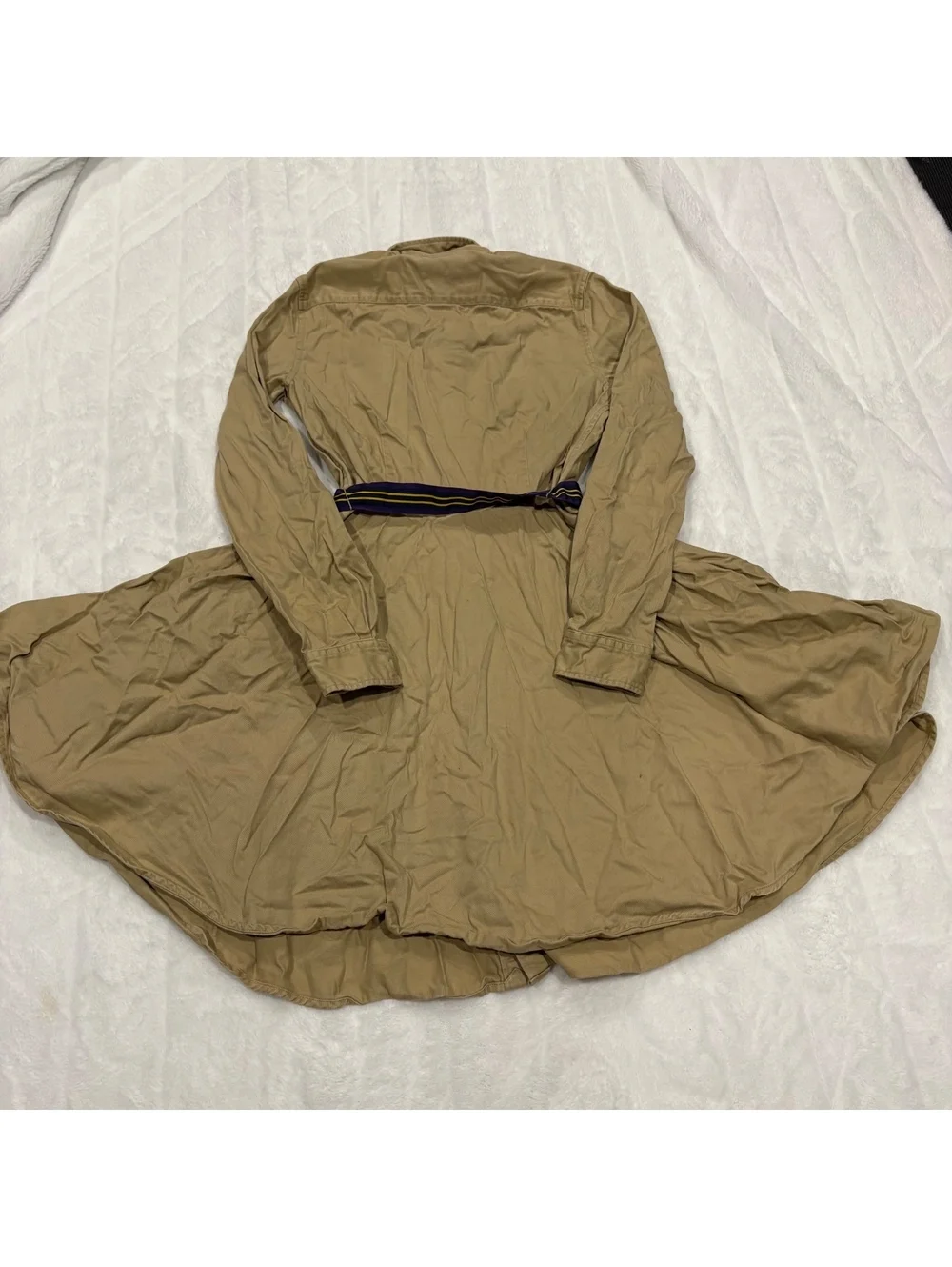Polo Ralph Lauren Preppy Khaki Button-Down Shirt Dress girls Size 16 Cotton
